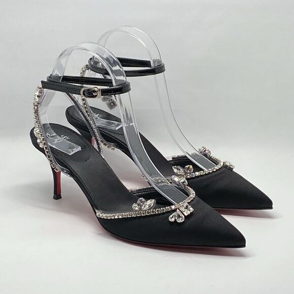 Christian Louboutin Marykate Queen Crystal-Embellished Satin Pumps size 37.5 - Picture 3 of 14